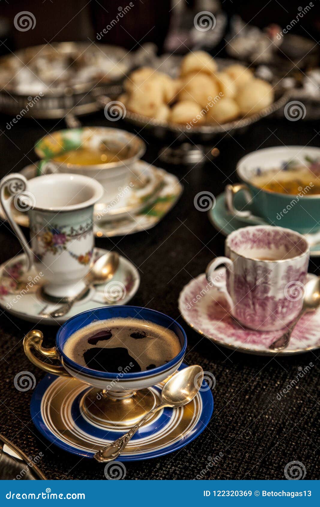 elegant cooffe cup on a dark wooden table.