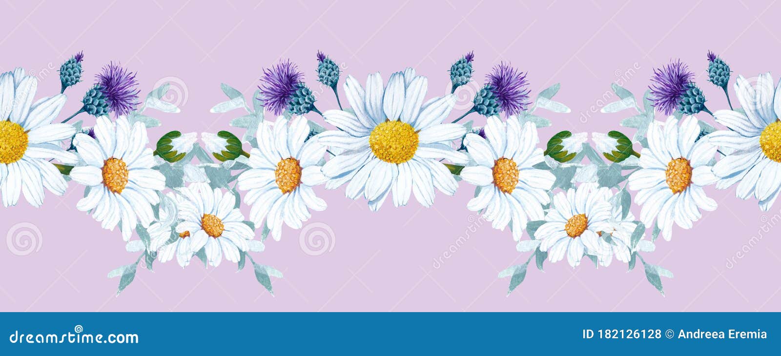 elegant daisy in a seamless border