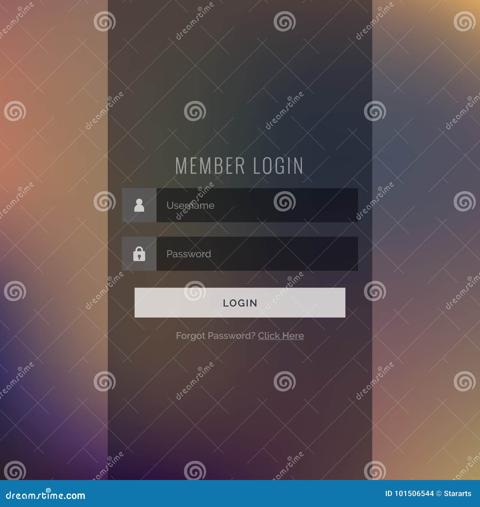 Elegant Dark Login Ui Template Design Stock Vector Illustration Of