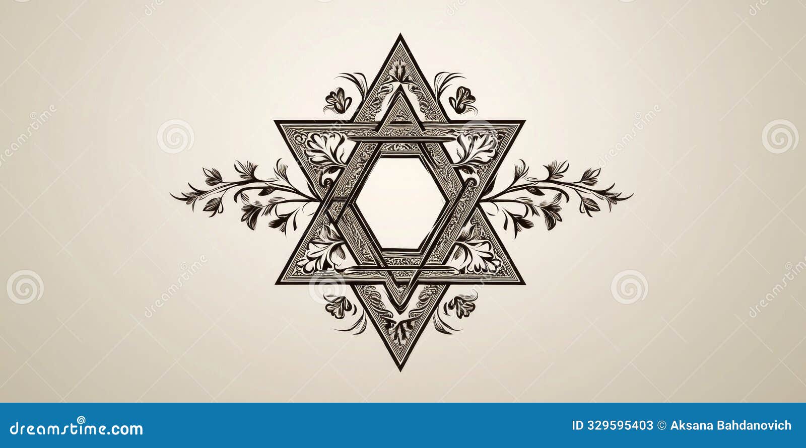 intricate floral star of david, elegant decorative pattern, traditional jewish , geometric art concept