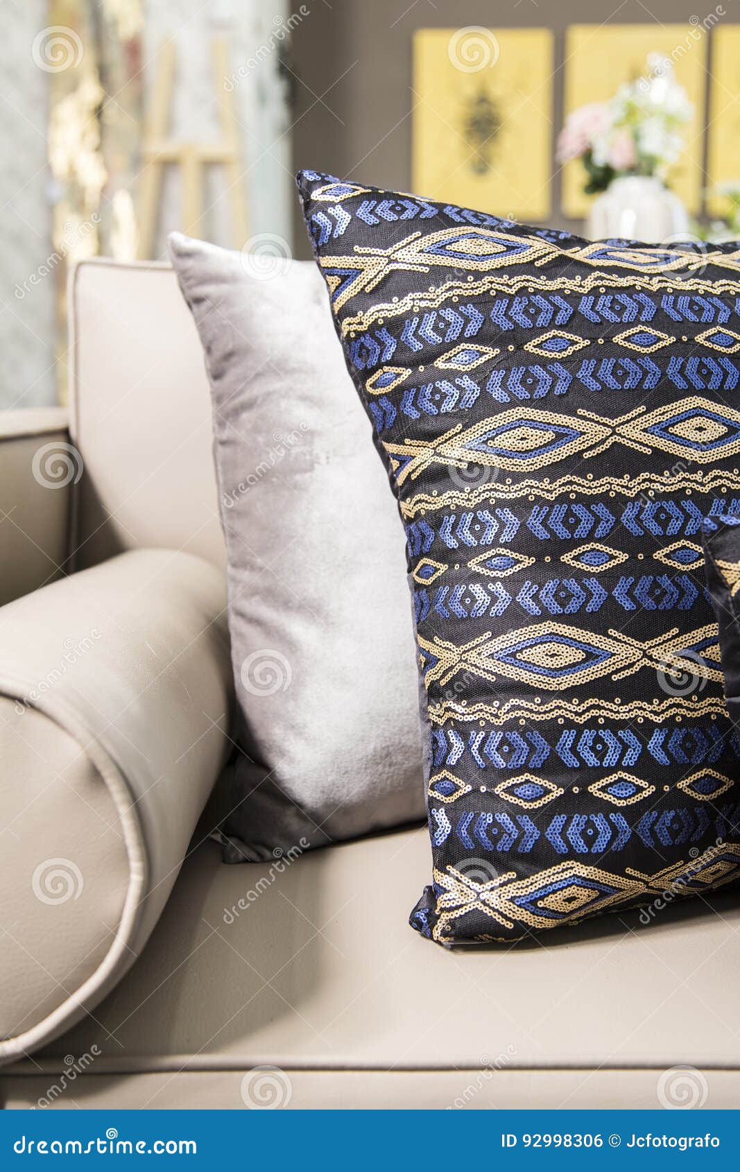 Elegant decorative pillows stock photo. Image of cushion 92998306