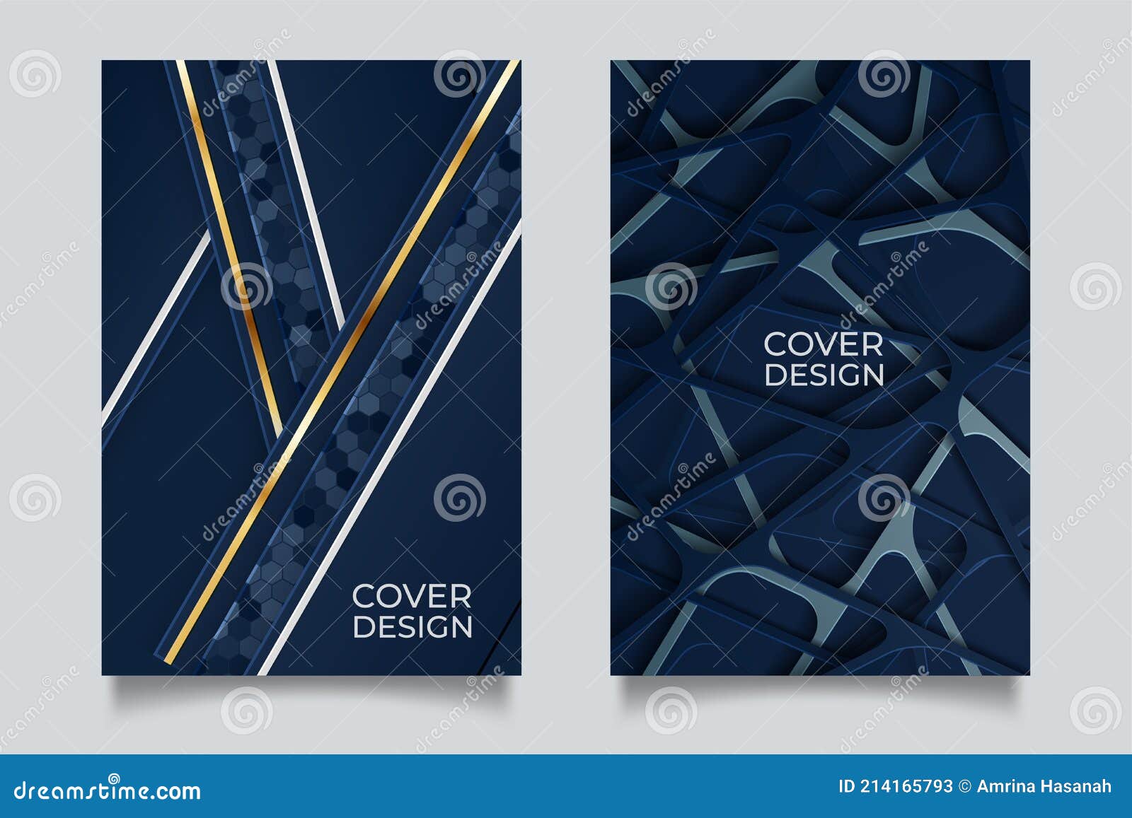 Elegant Deep Blue Color Covers Set Stock Vector Illustration of