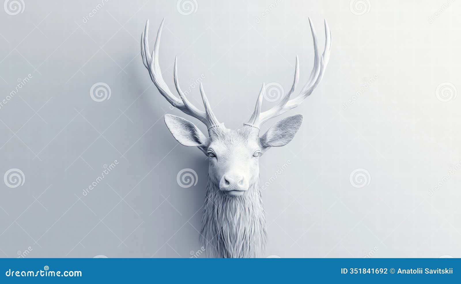 elegant deer with branching antlers adorned on a smooth background for mock up and  purposes with ample copy space