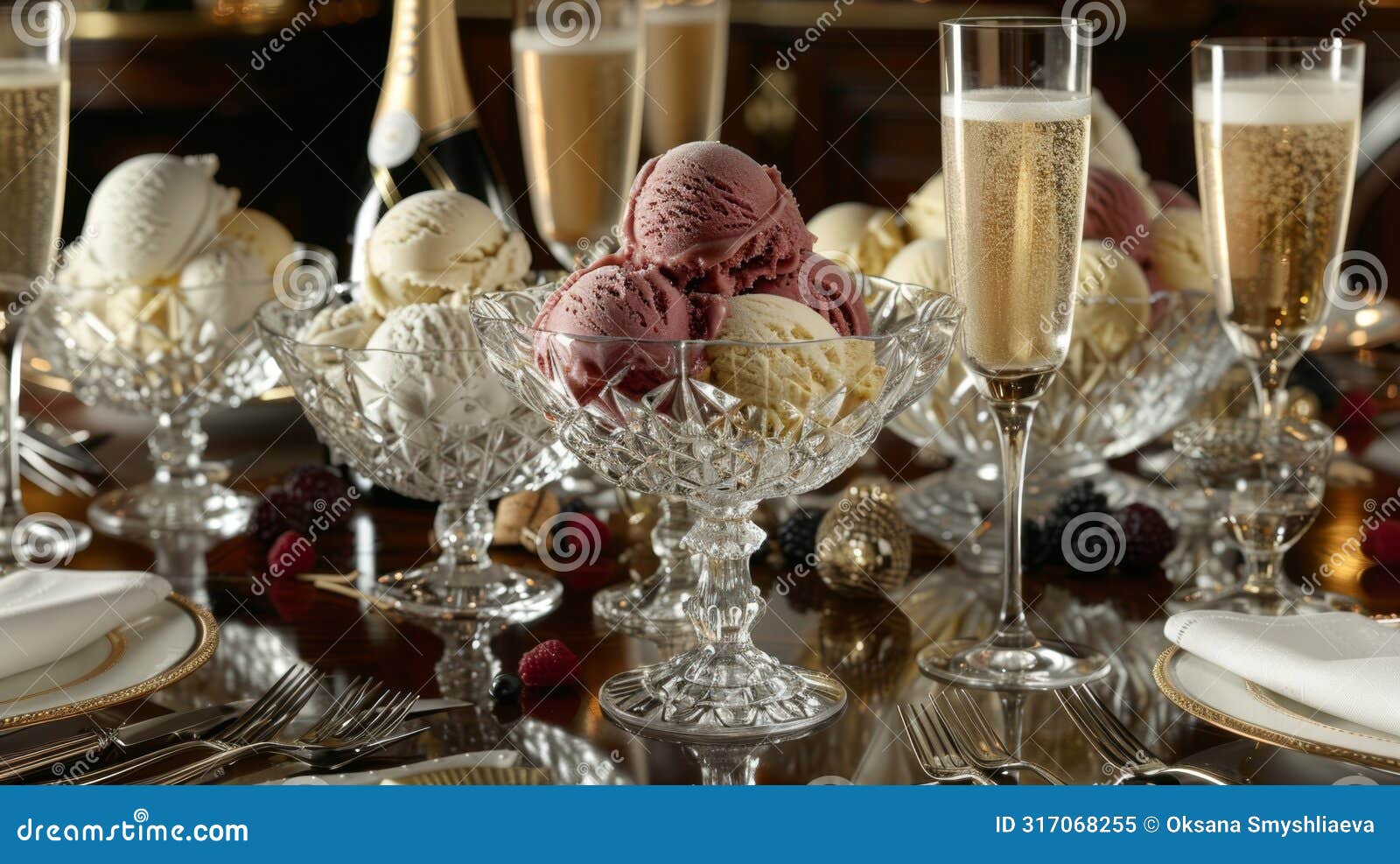 Elegant Dessert Spread with Ice Cream and Champagne Stock Image - Image ... Elegant Dessert Spread with Ice Cream and Champagne Stock Image - Image ...