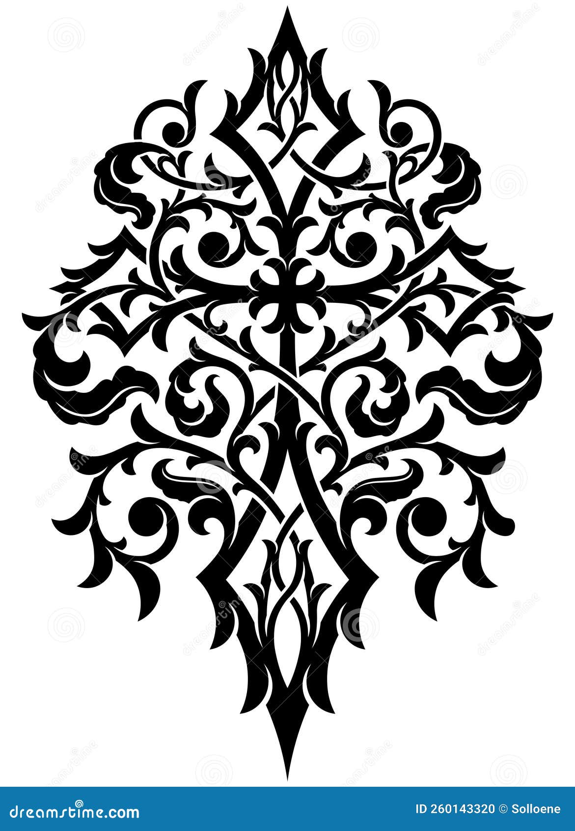 Victorian Gothic Cross with Ornamental Elements Stock Vector