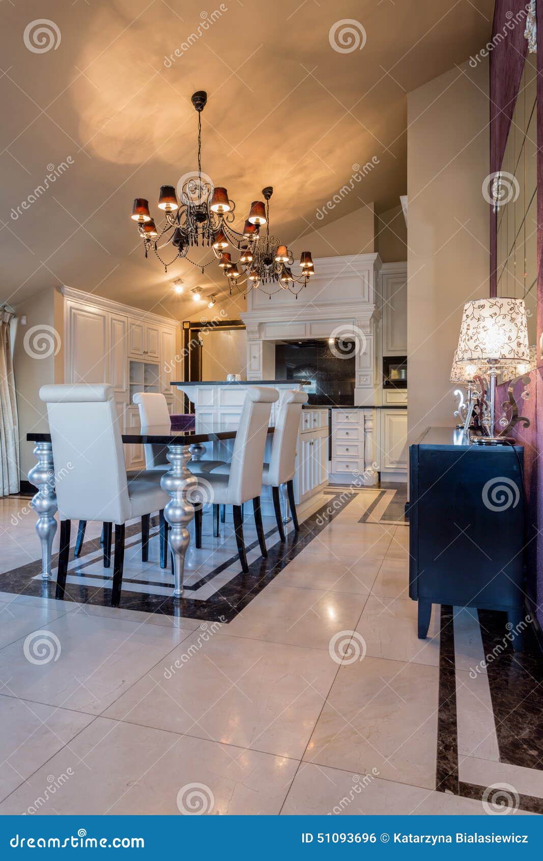 Elegant Dining Room Interior Stock Photo - Image of luxury, glamour ...
