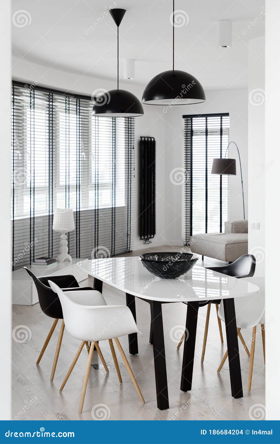 Elegant Dining Room With Windows Stock Photo Image Of Decor Estate 186684204