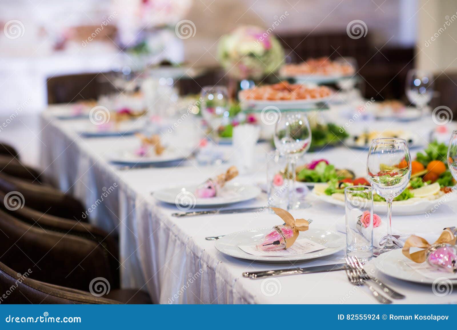 The Elegant Dinner Table at Restaurant Stock Photo Image of orchids, catering 82555924