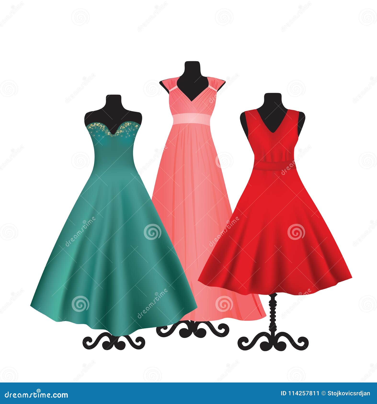 Elegant Dresses on Mannequins Stock Vector - Illustration of elegance ...