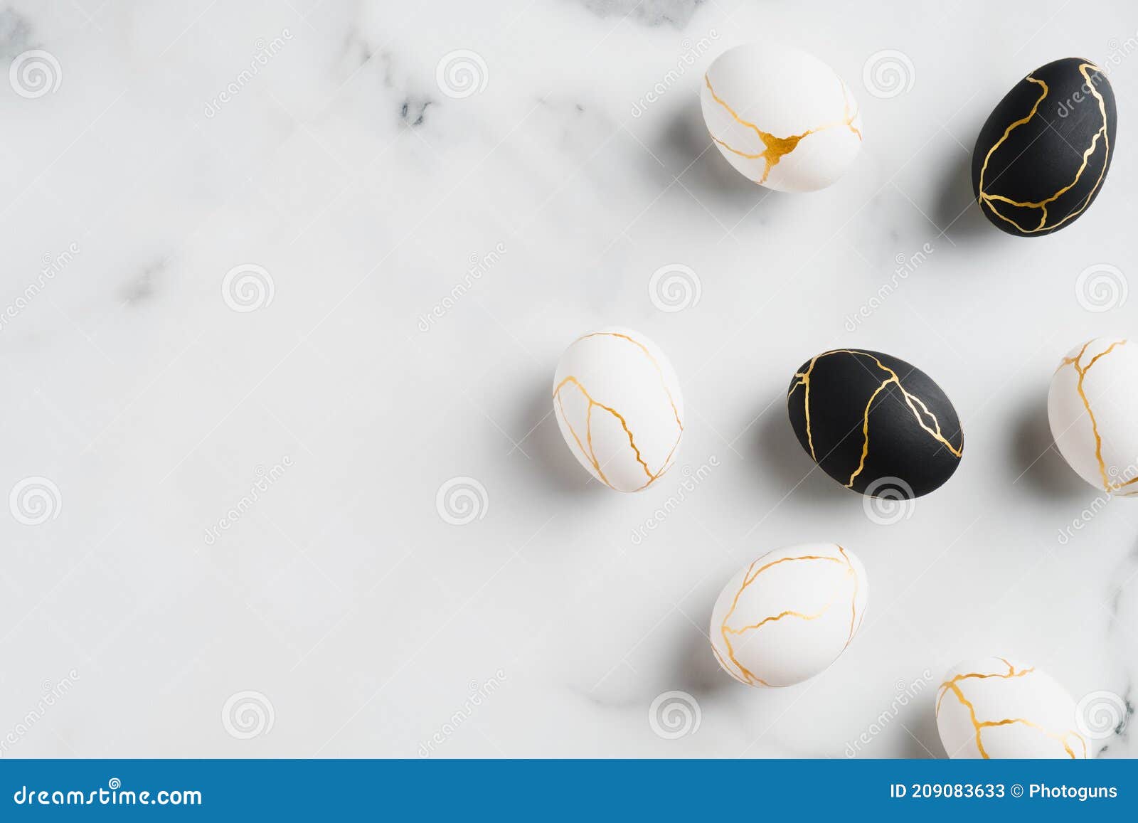 Elegant Easter Eggs Decorated with Gold on Marble Background. Stock ...