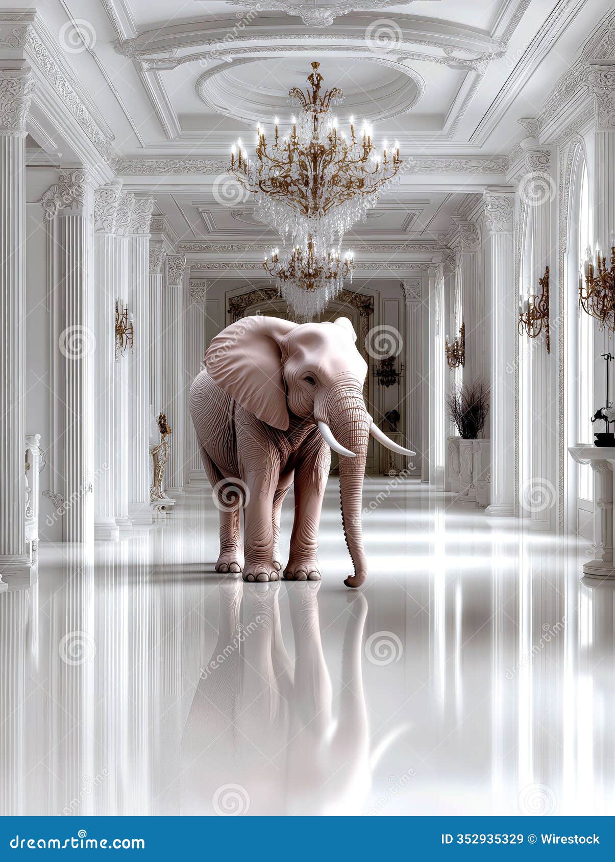 elegant elephant in luxurious hall