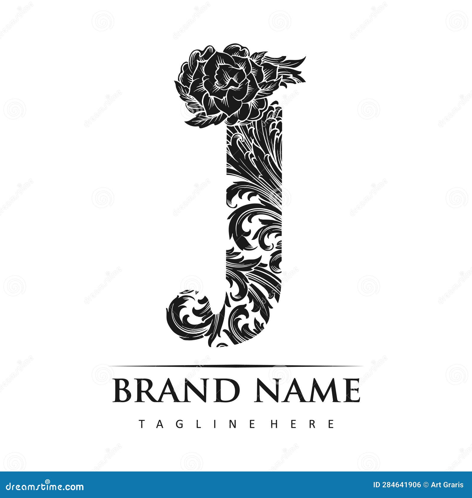 Elegant Emblem J Monogram Lettering Logo Outline Stock Vector ...