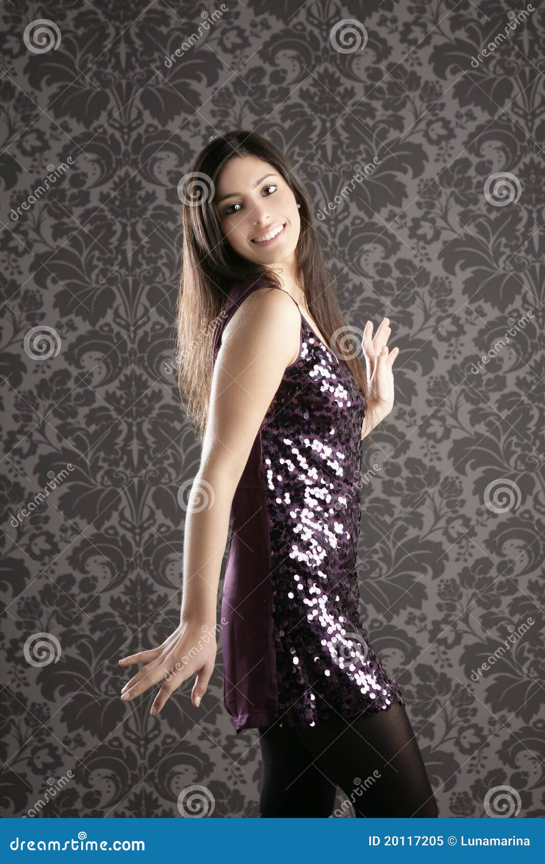 Elegant Fashion Woman Sequins Dress Wallpaper Stock Image photo pic