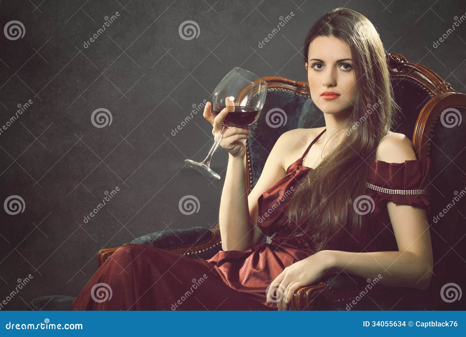 elegant fashion woman with wineglass