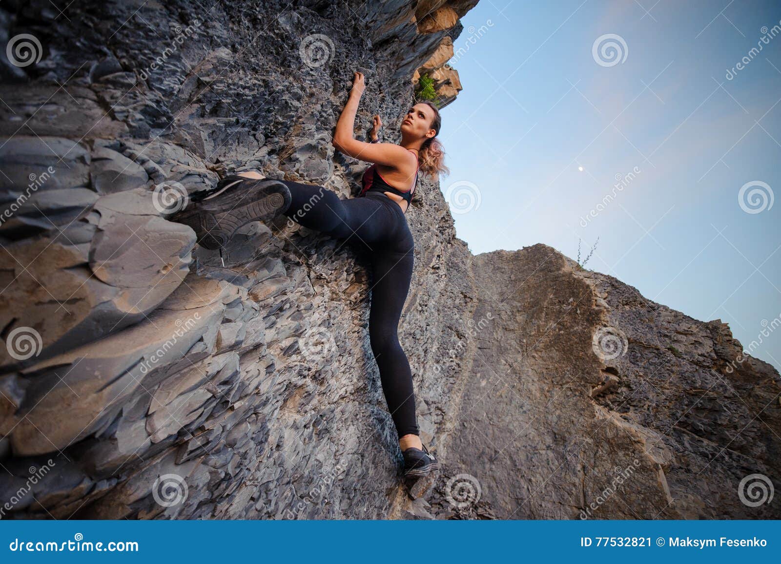 Elegant Female Extreme Climber Looking Camera Stock Photos Free