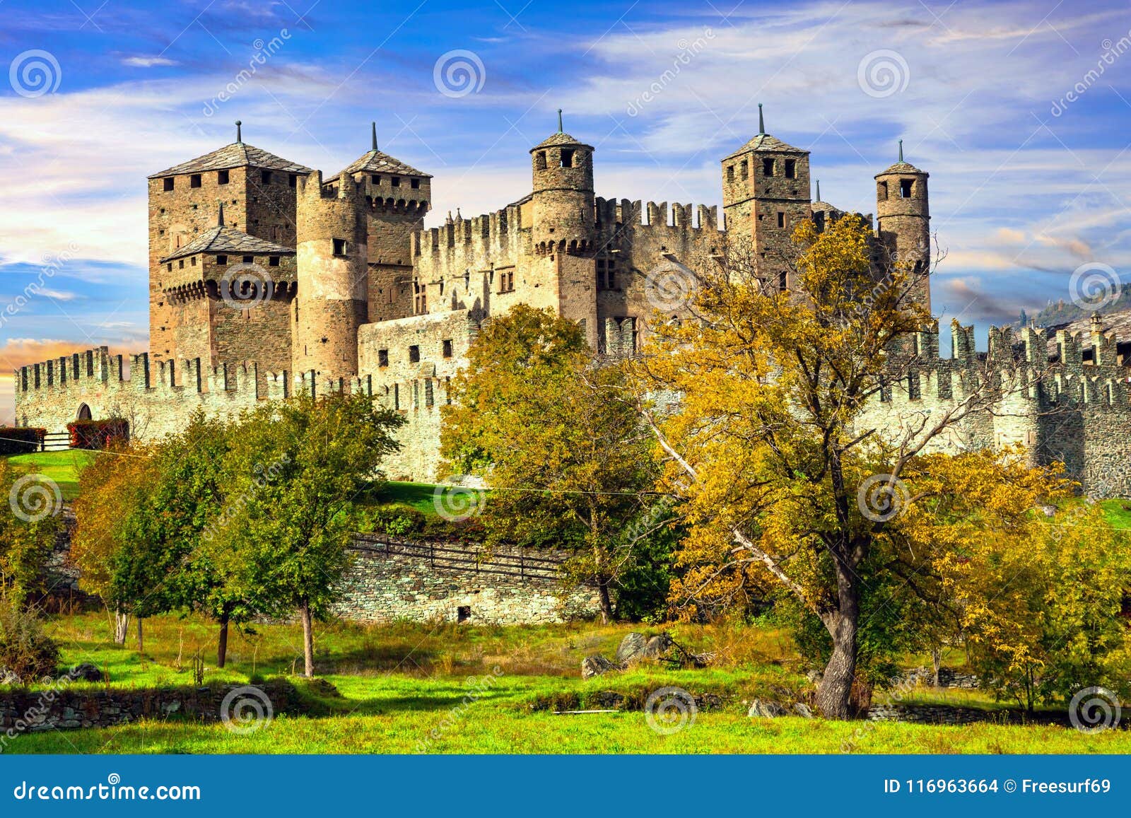 medieval castles of italy - castello di fenis in valle d`aosta