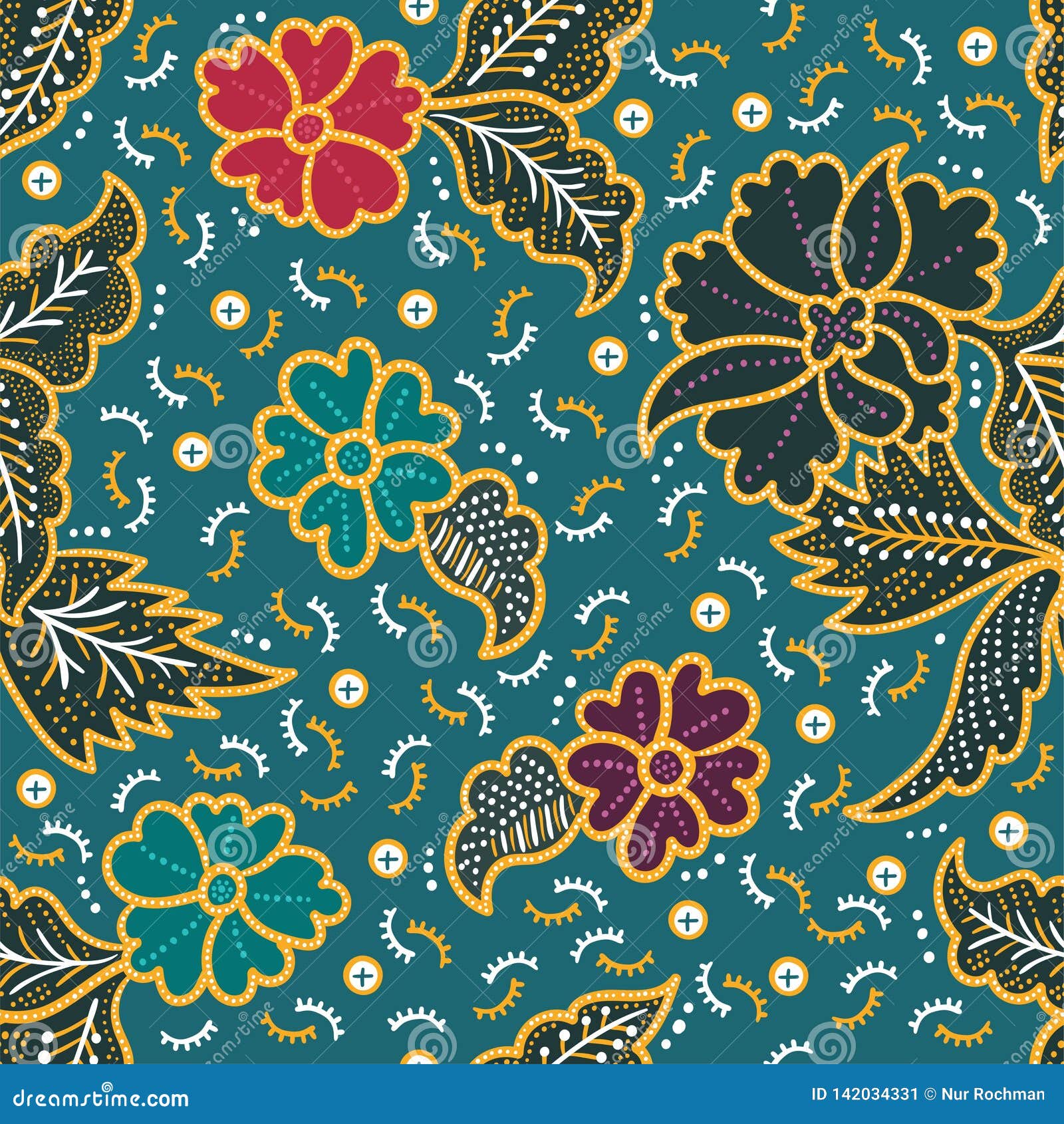 Elegant Floral Batik Seamless Pattern for Printing and Decoration Stock ...