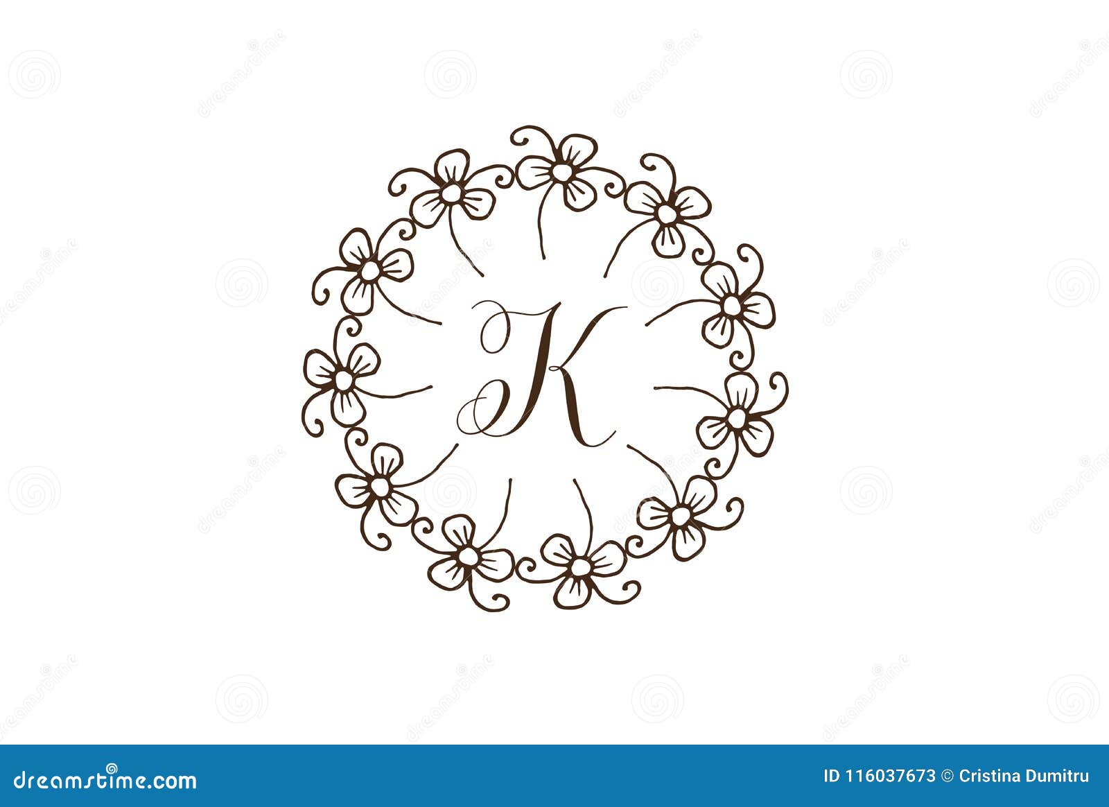Elegant Floral Circle Vintage Style Letter K Logo Design. Stock ...