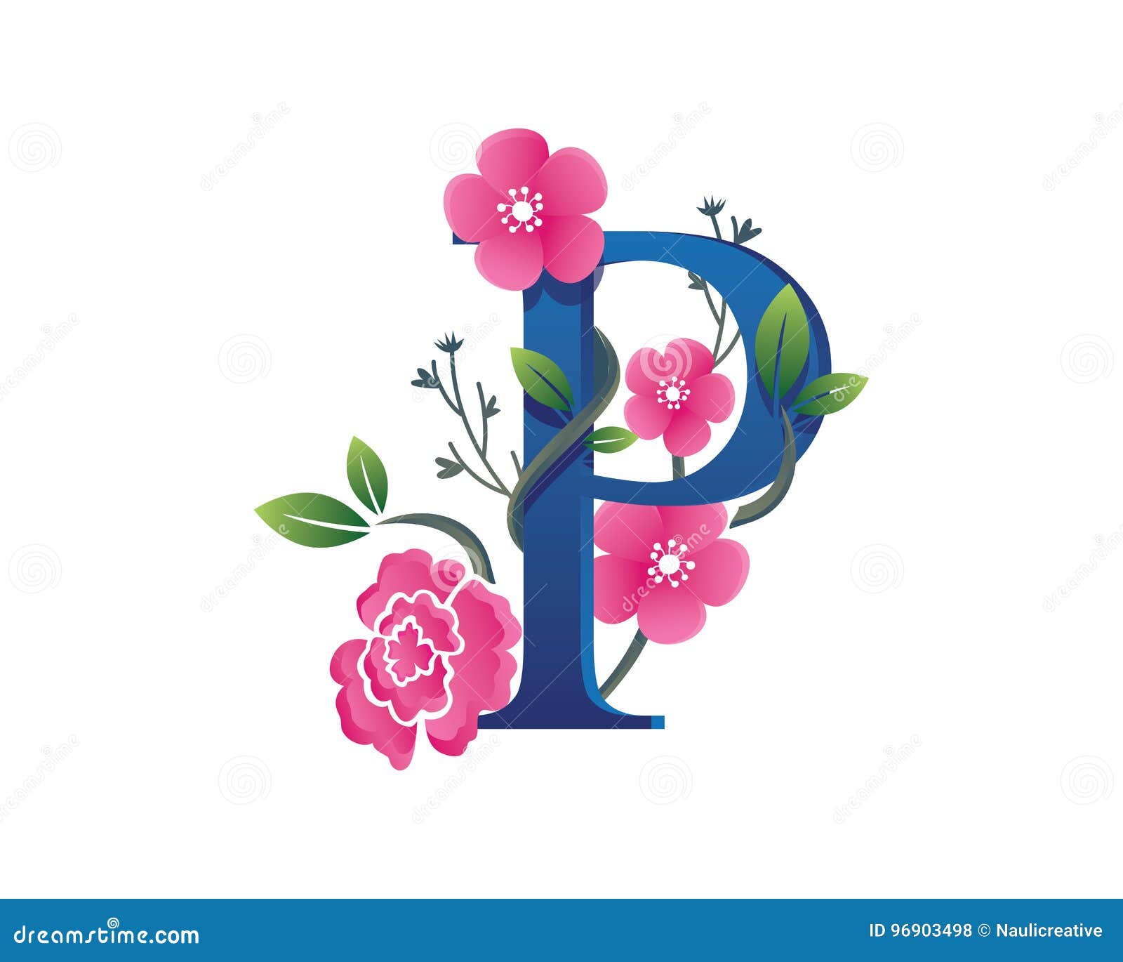 Elegant Floral P Alphabet Logo Illustration Stock Vector ...