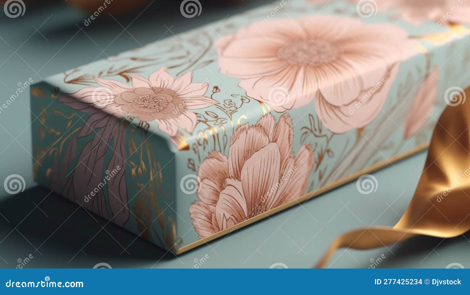 Elegant Floral Pattern on Old Fashioned Gift Box Generated by AI Stock