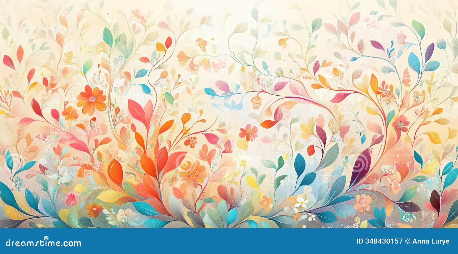 elegant floral patterns with swirling vines and delicate flowers in soft pastel colors
