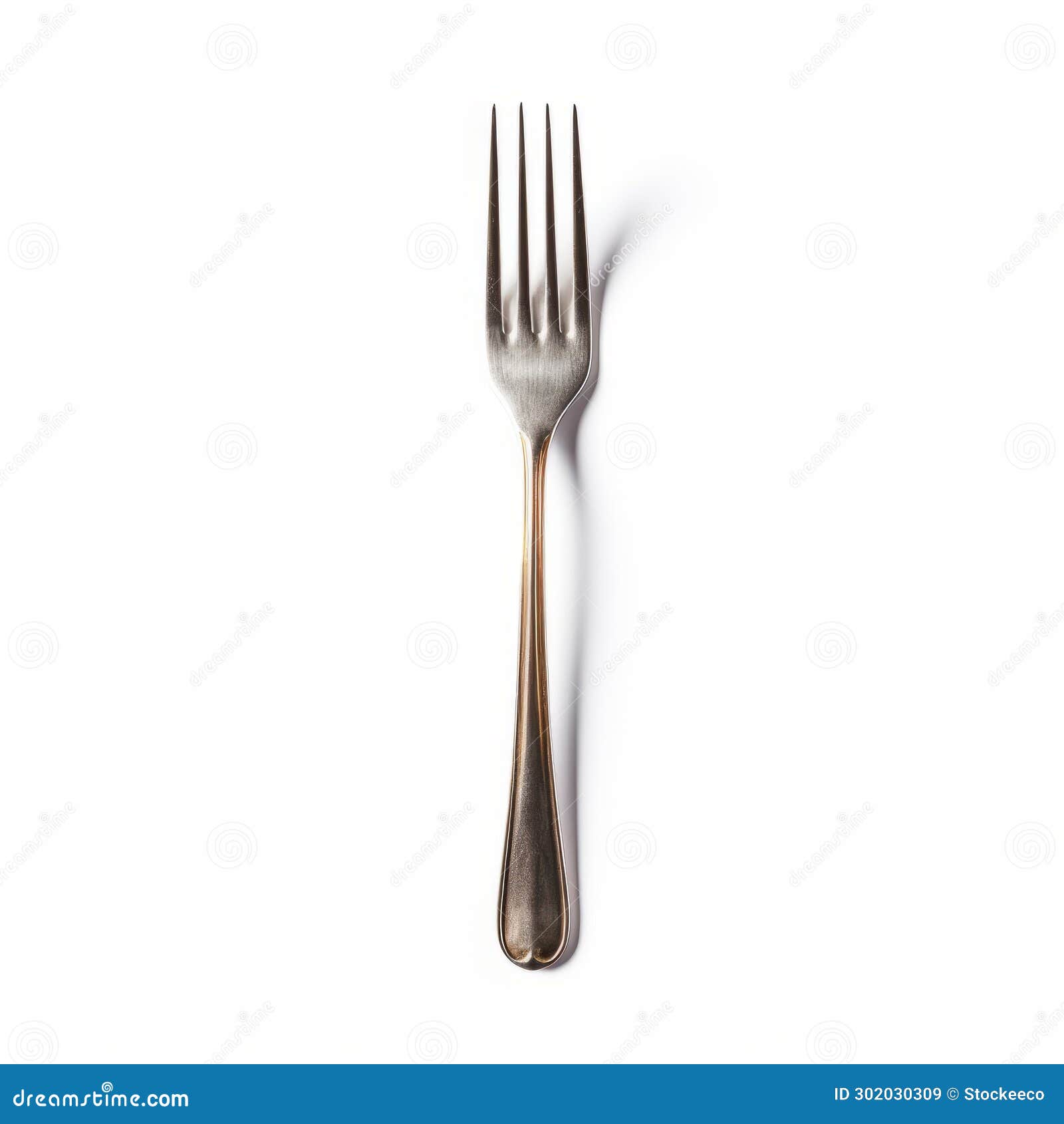 elegant fork on white background with dark gray and bronze tones