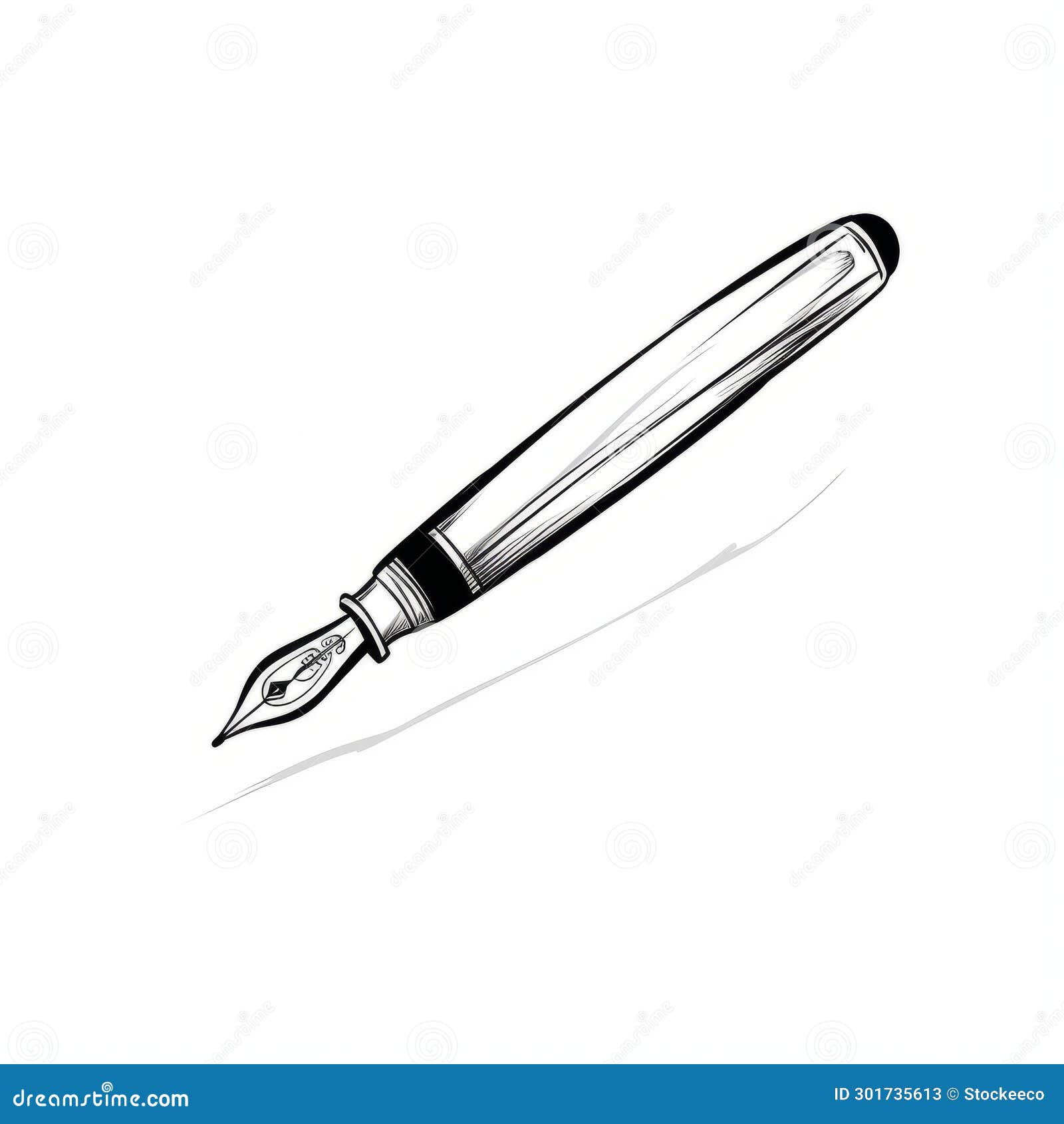 Elegant Fountain Pen Clip Art with Sharp and Elongated Style Stock