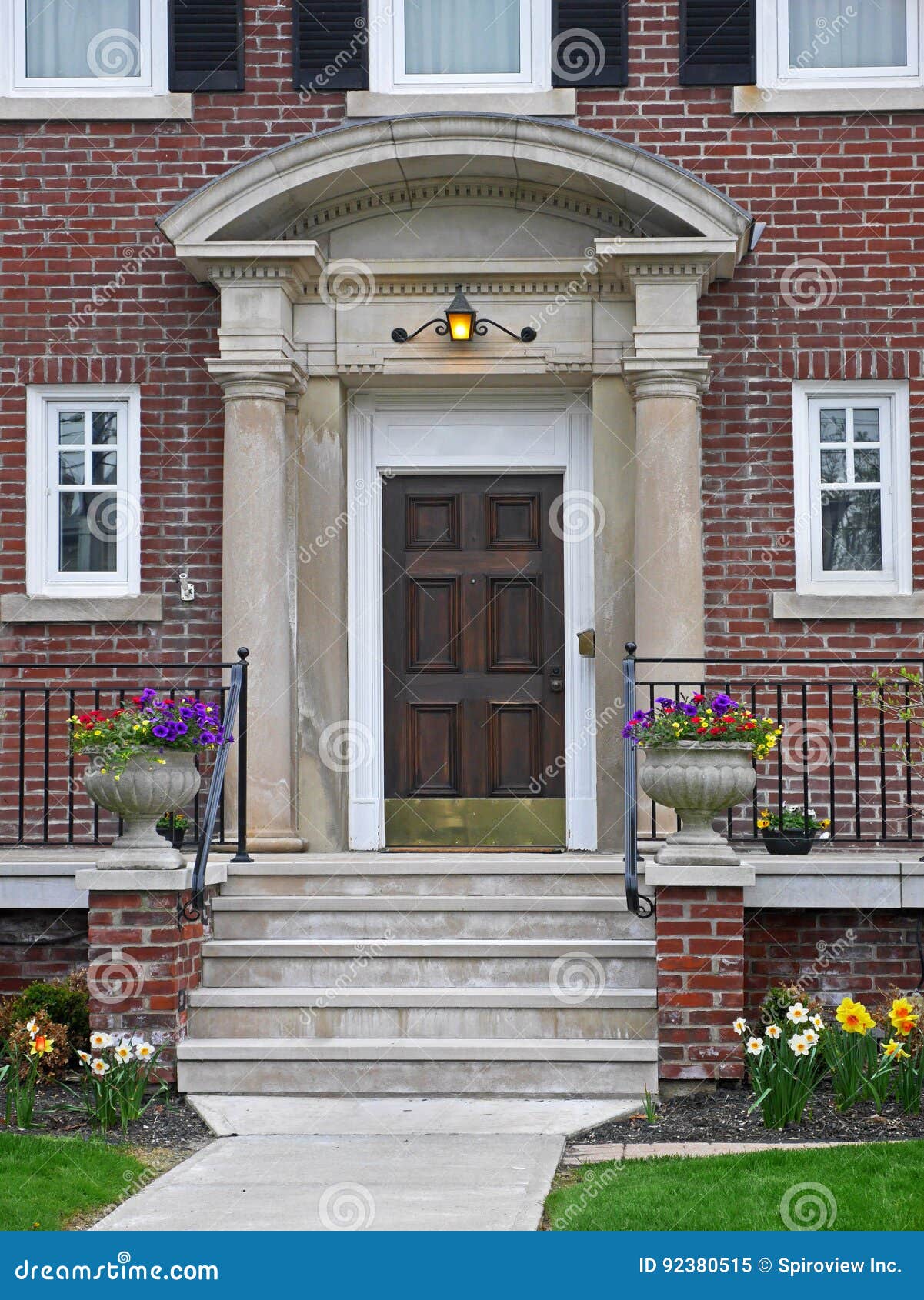 Elegant front porch stock image. Image of expensive, brick 92380515