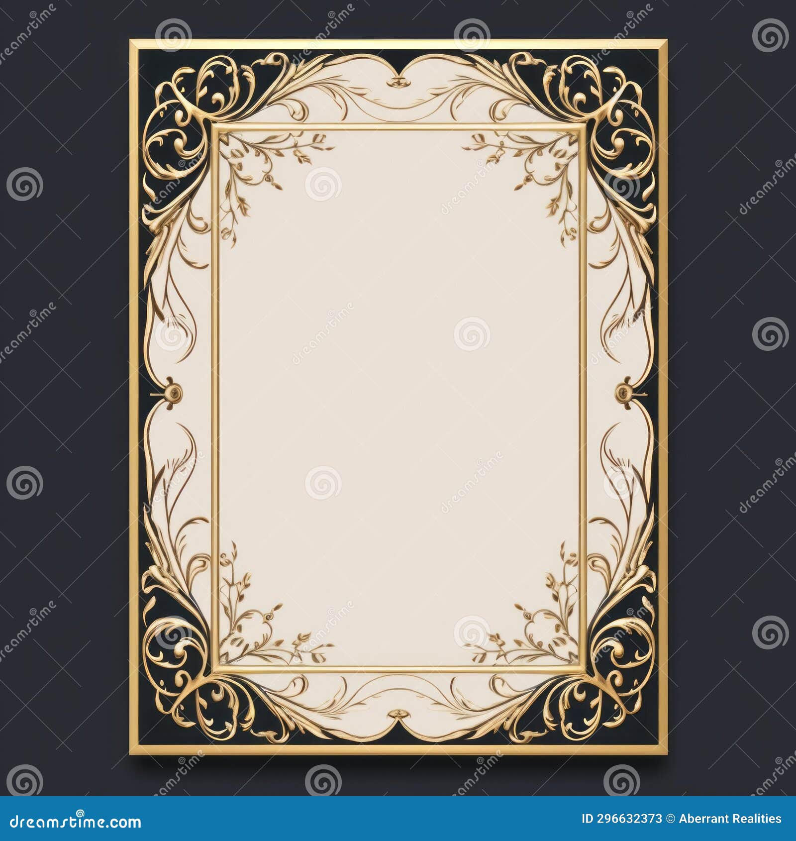 An Elegant Gold Frame on a Black Background Stock Illustration Illustration of backdrop