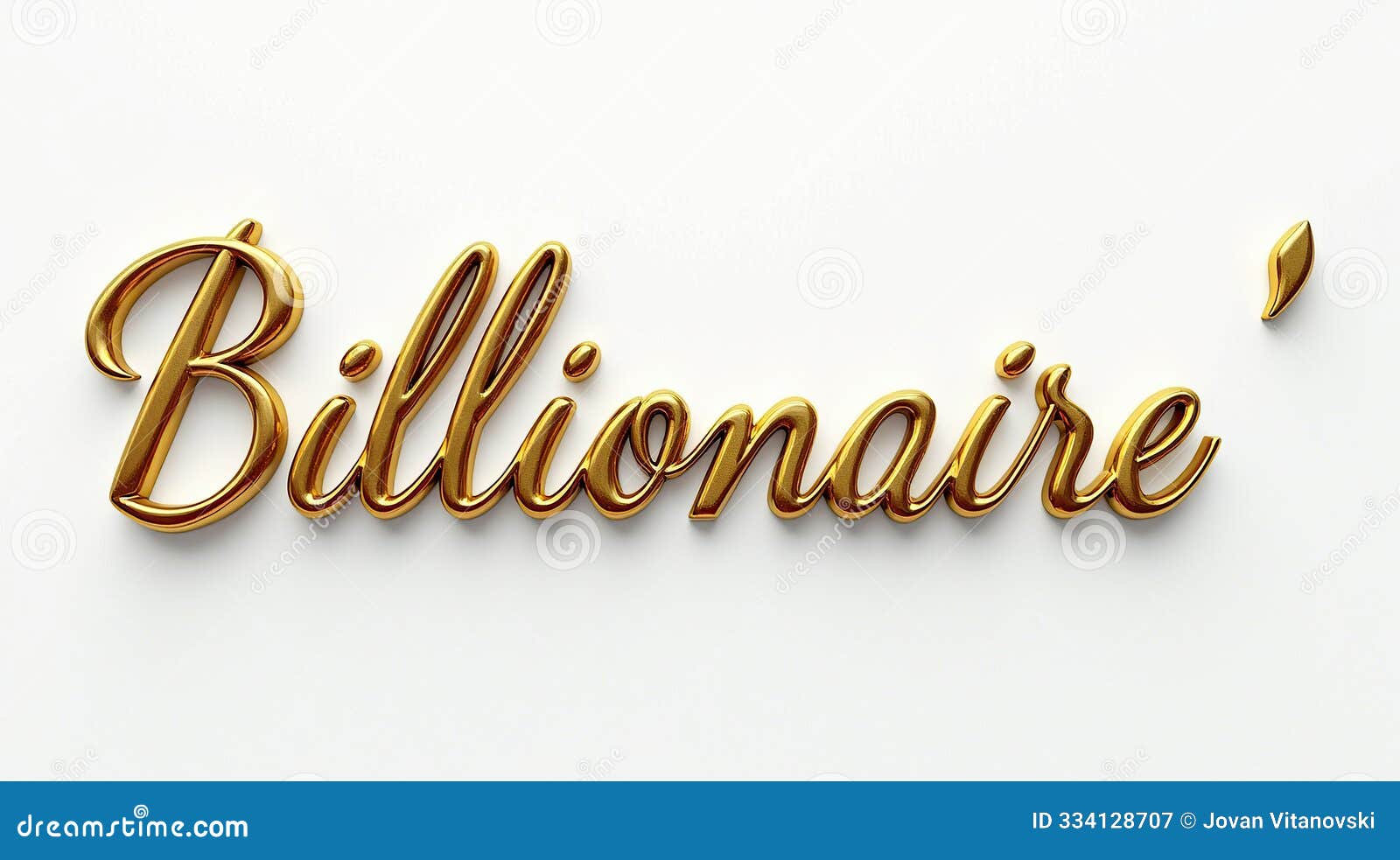 luxury gold text effect spelling billionaire on white background