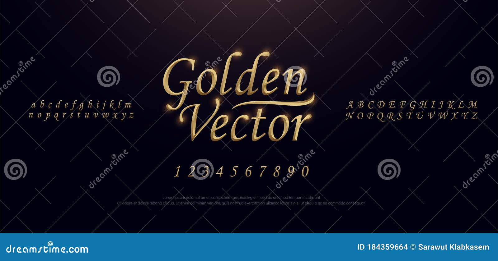 elegant golden colored metal chrome alphabet font. gold typography classic style serif font set