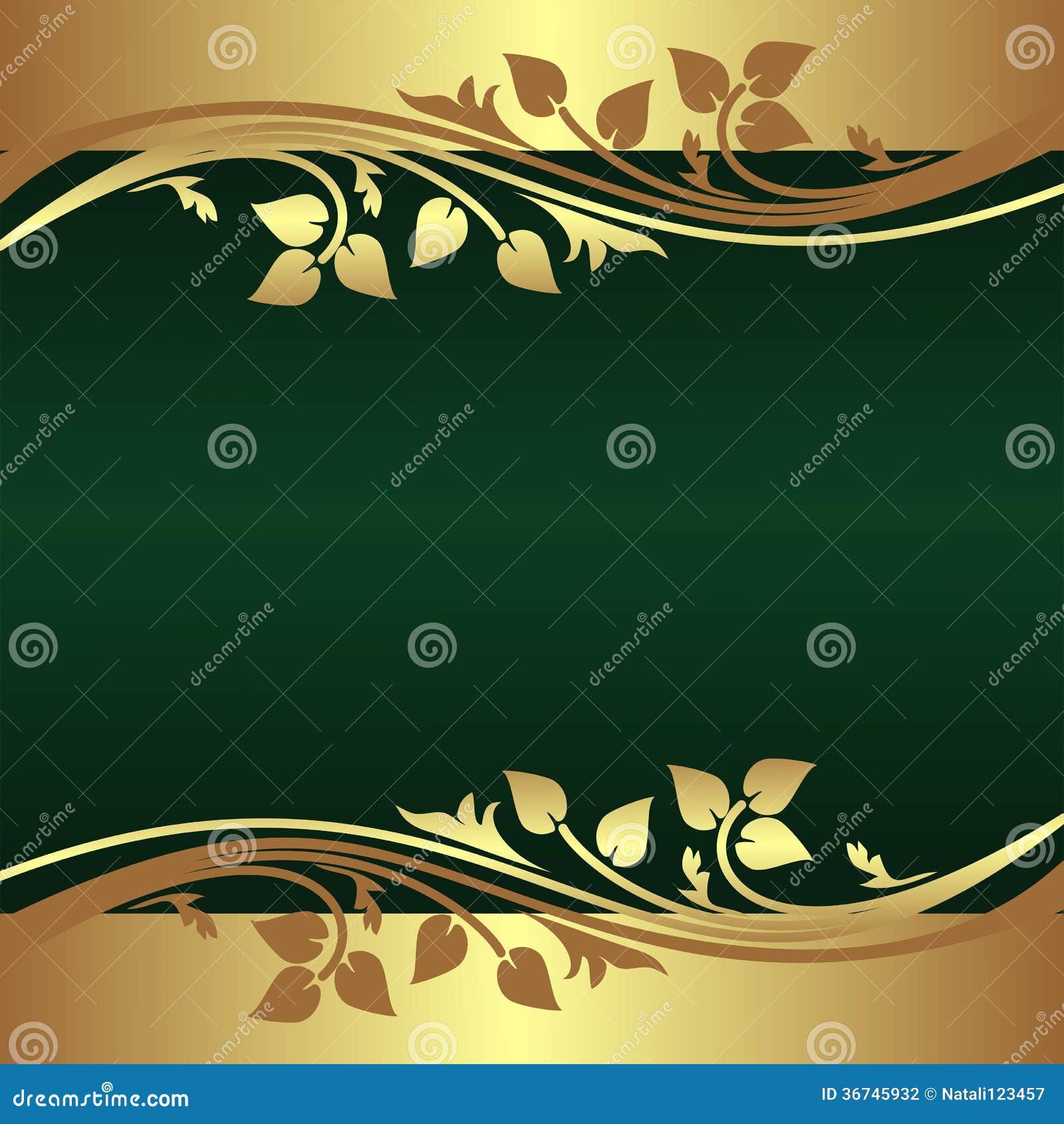 Elegant Green Background Decorated Golden Border Stock Vector -  Illustration of renaissance, leaf: 36745932