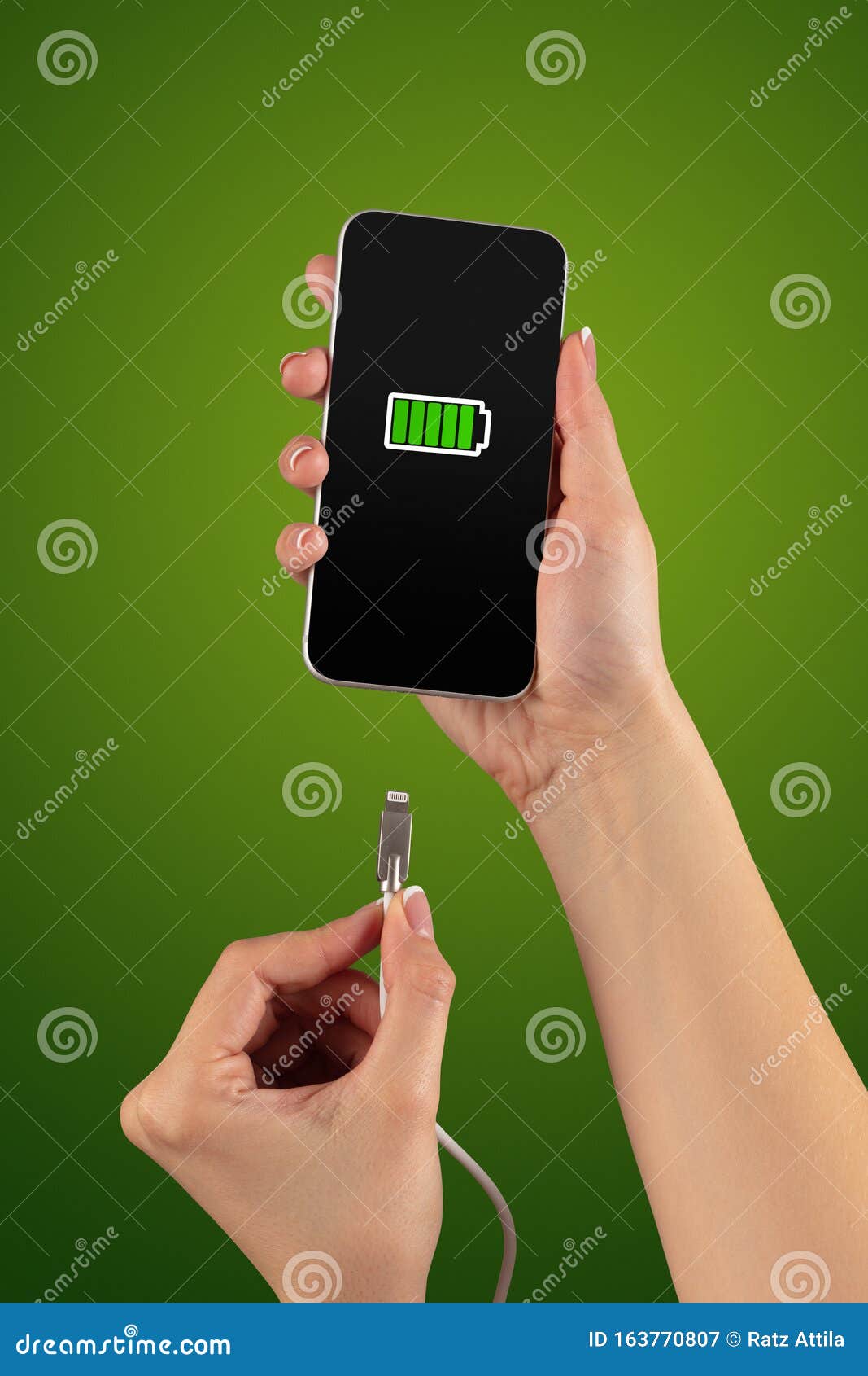 Hand Charging Phone with Low Battery Stock Image Image of charger