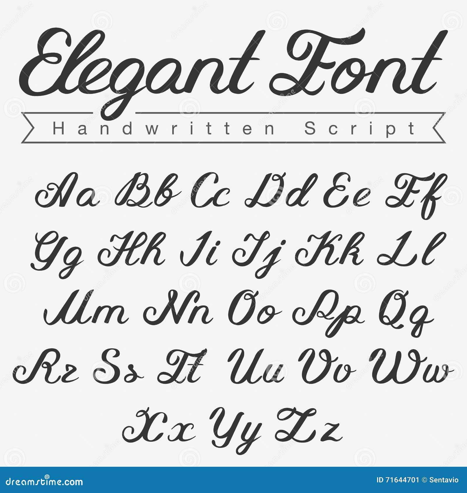 Elegant Handwritten Calligraphy Script Font Design Stock Illustration