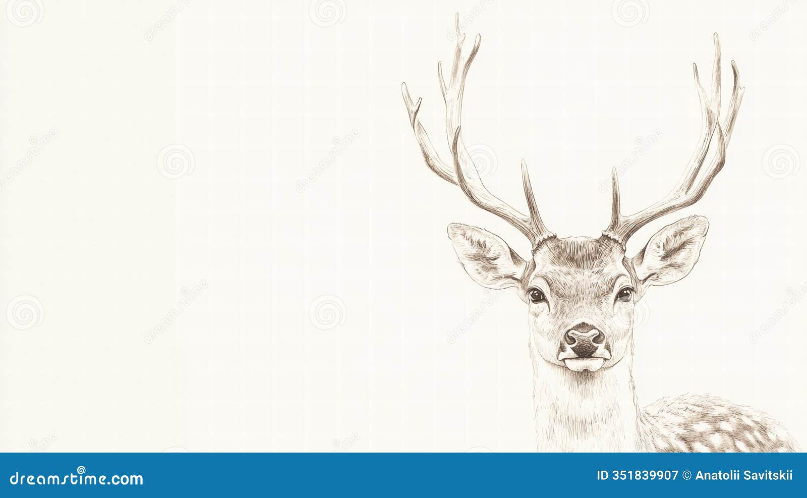 elegant illustrated deer with branching antlers in a soft  suitable for mock up and creative projects. generative