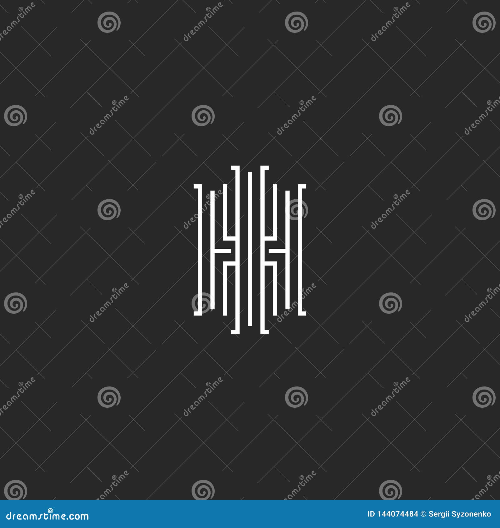 elegant initials ih or hi letters logo monogram, creative linked two s h and i retro  , thin black and white
