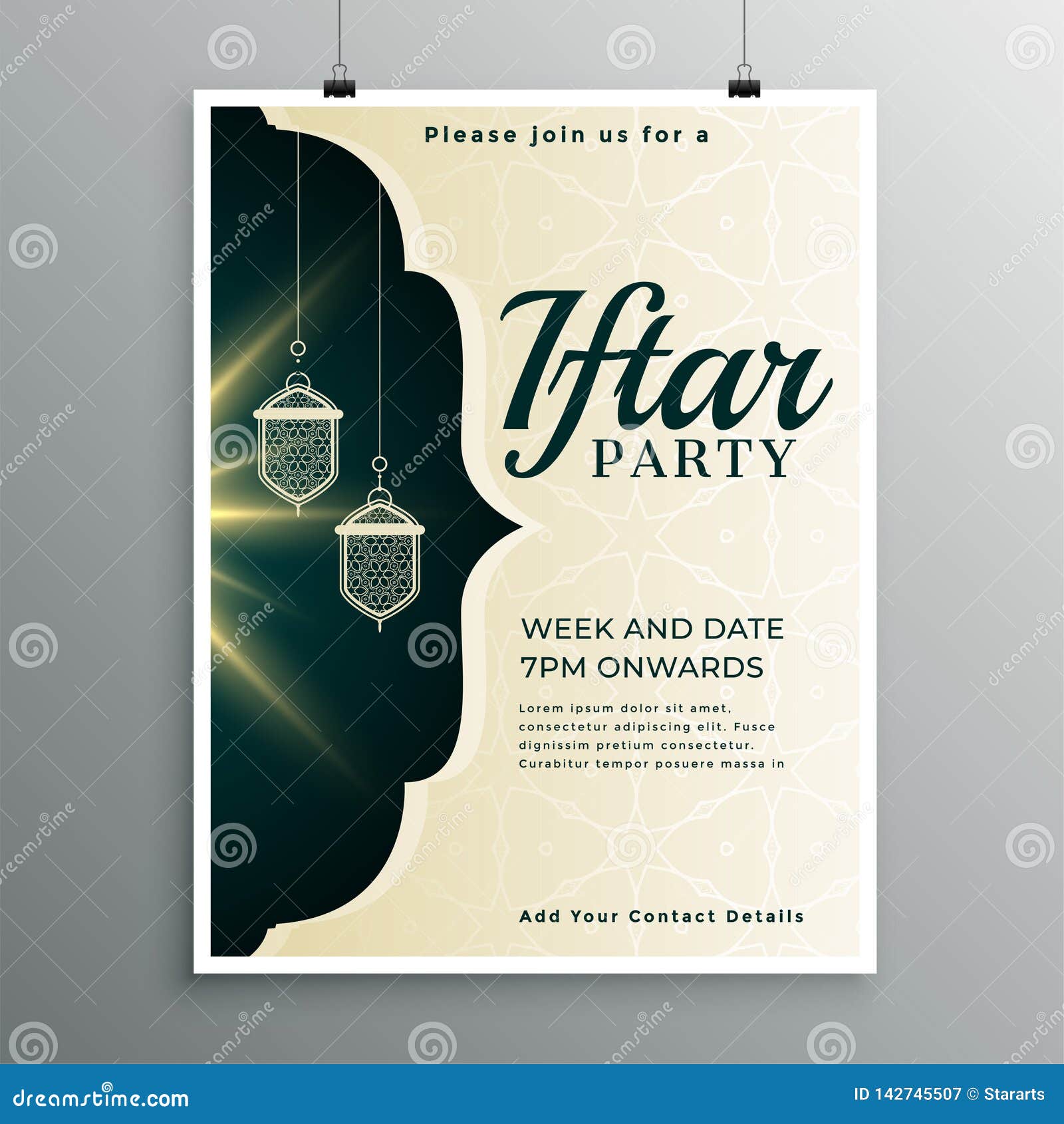 Elegant Invitation Template for Iftar Party Stock Vector - Illustration of  fasting, flyer: 142745507
