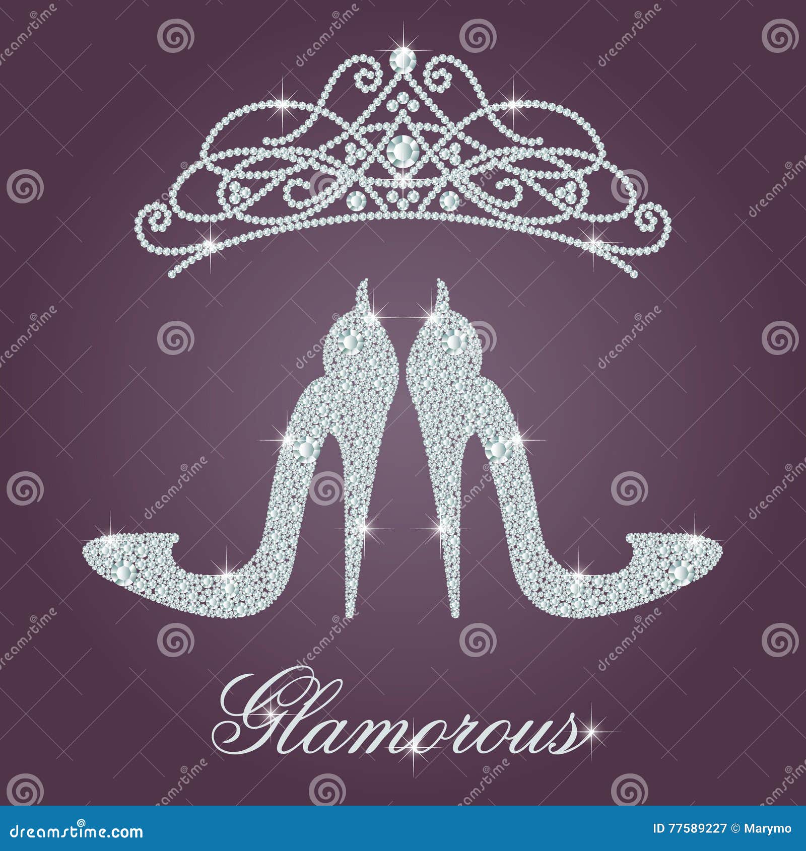 Diva Calligraphy And Highheel Shoe With Crown Stock Illustration
