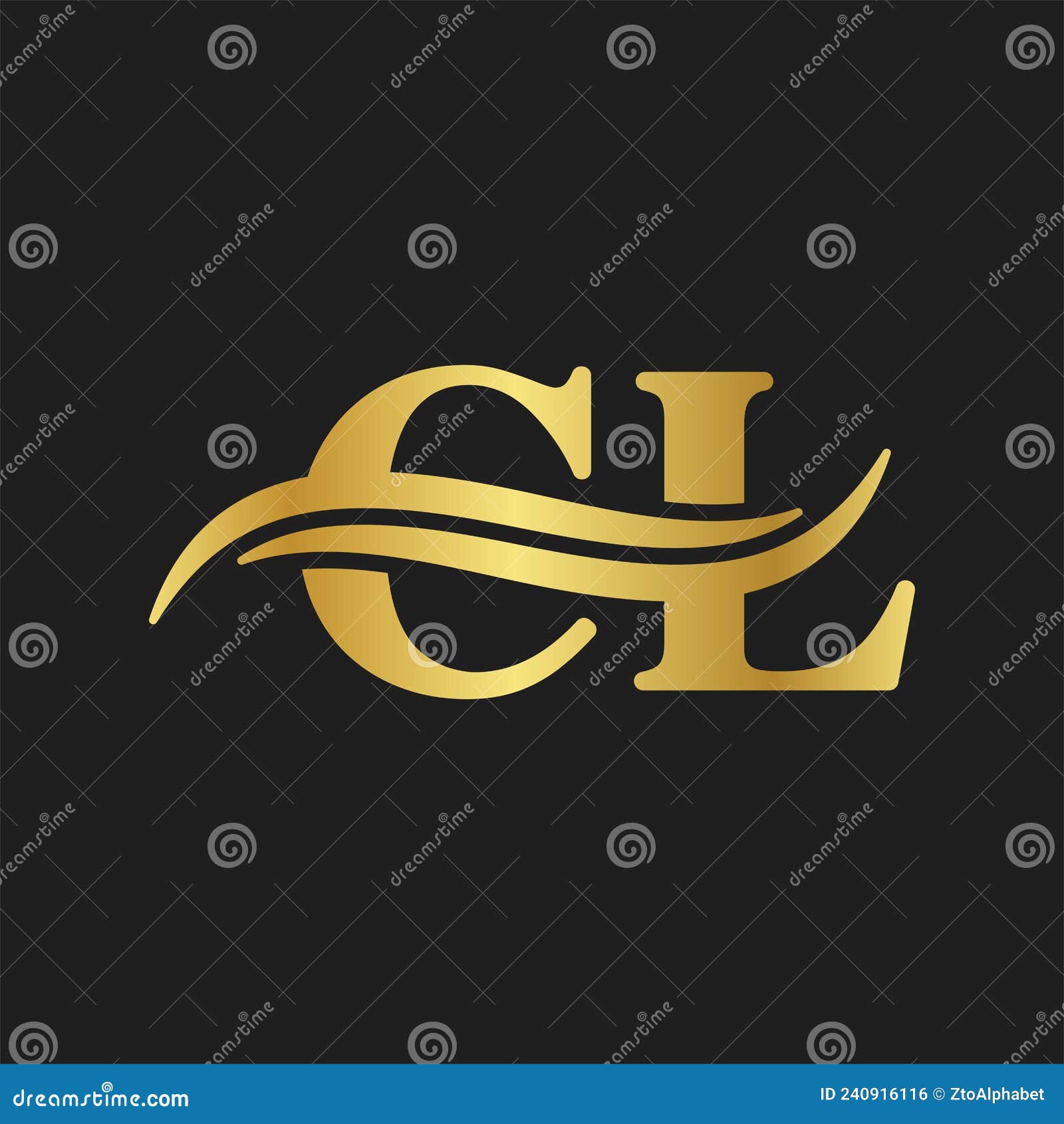 Elegant Letter Logo CL Wave Minimal Design Stock Vector