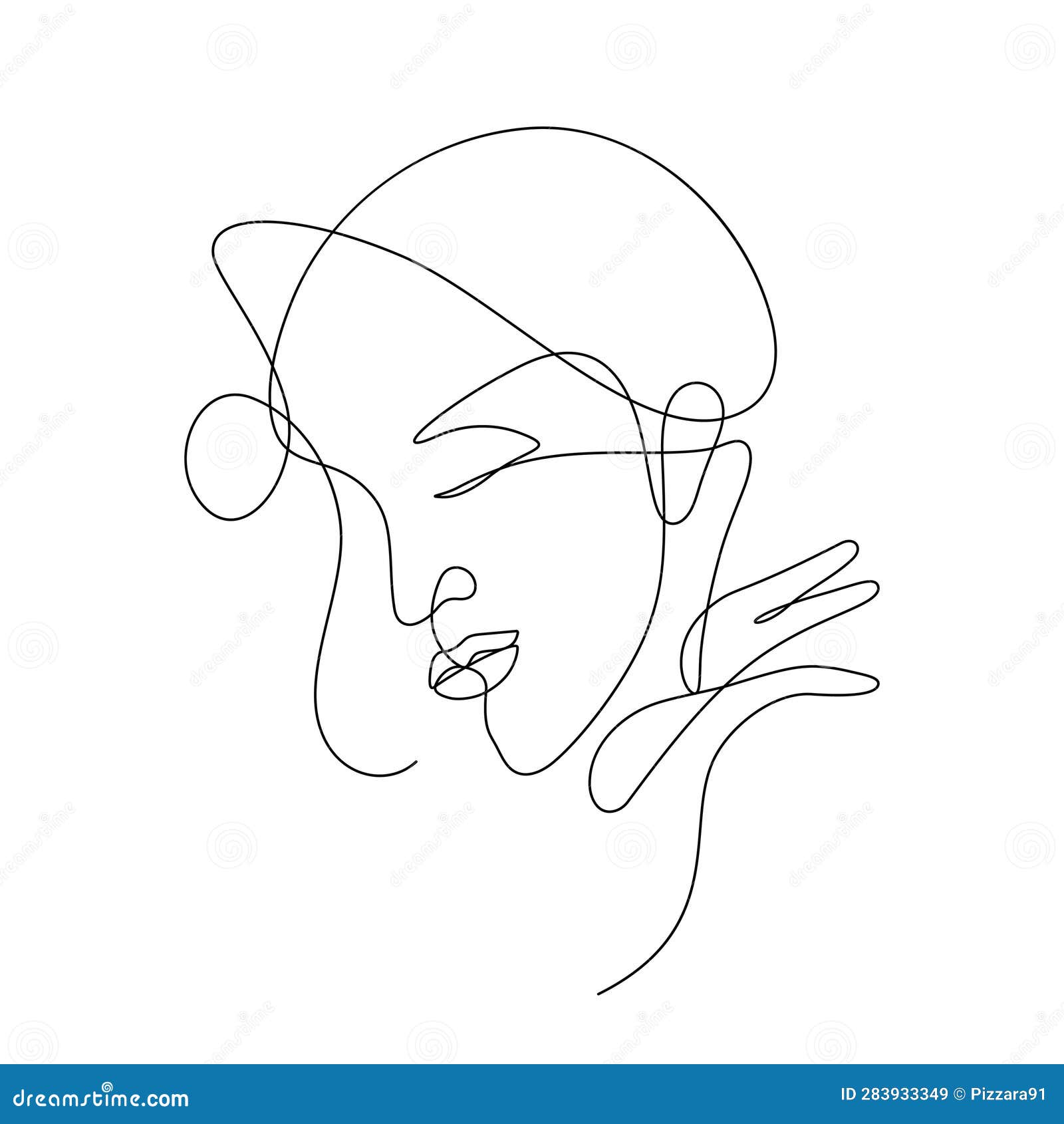 elegant line art of woman face in continuous line drawing feminism and beauty concept