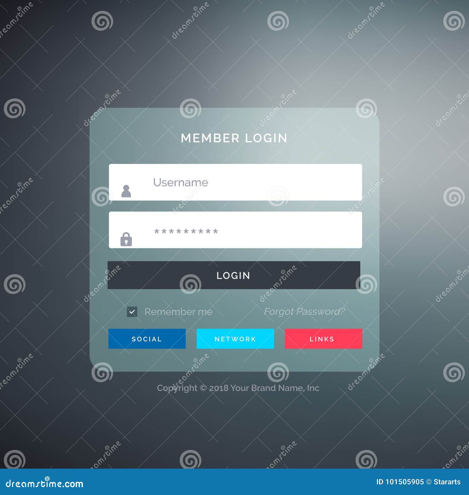 Elegant Login Ui Template Form Design With Blurred Background Stock