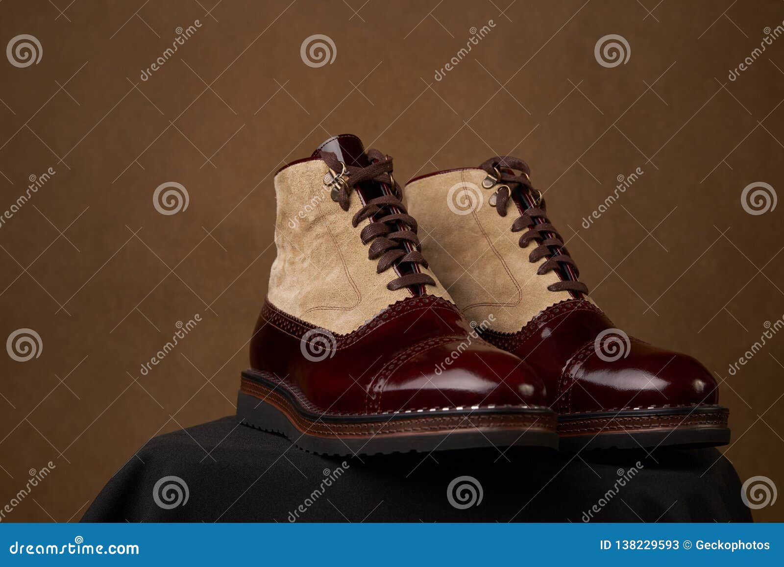 Elegant Mens Shoes Over Brown Background with Copy Space Stock Image ...