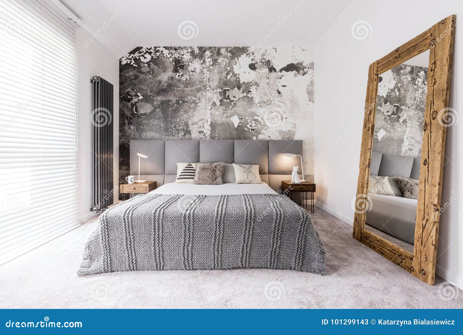 elegant, monochromatic bedroom
