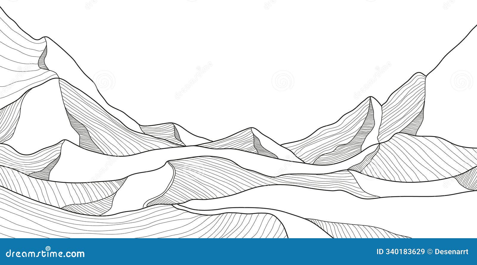 elegant mountain line art background. scenic black and white landscape  for fabric, prints, and wall art. simple