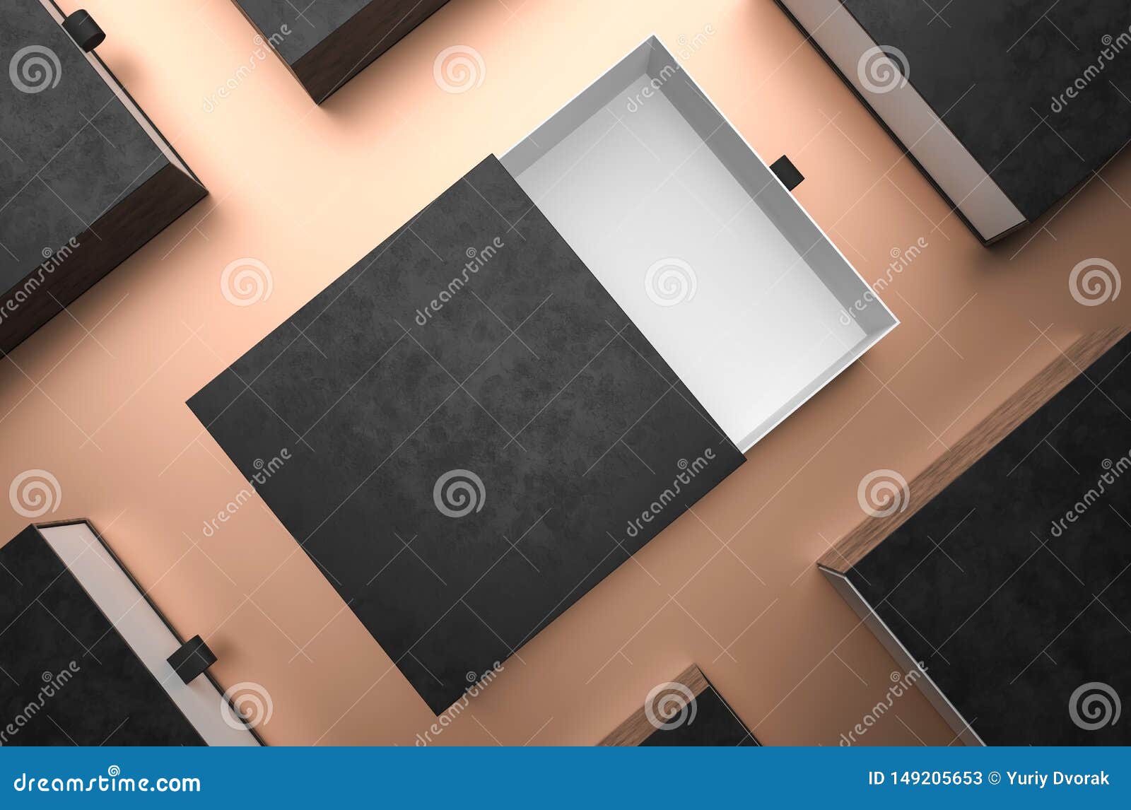 Download Elegant Open Black Gift Box Mockup On Black Background ...