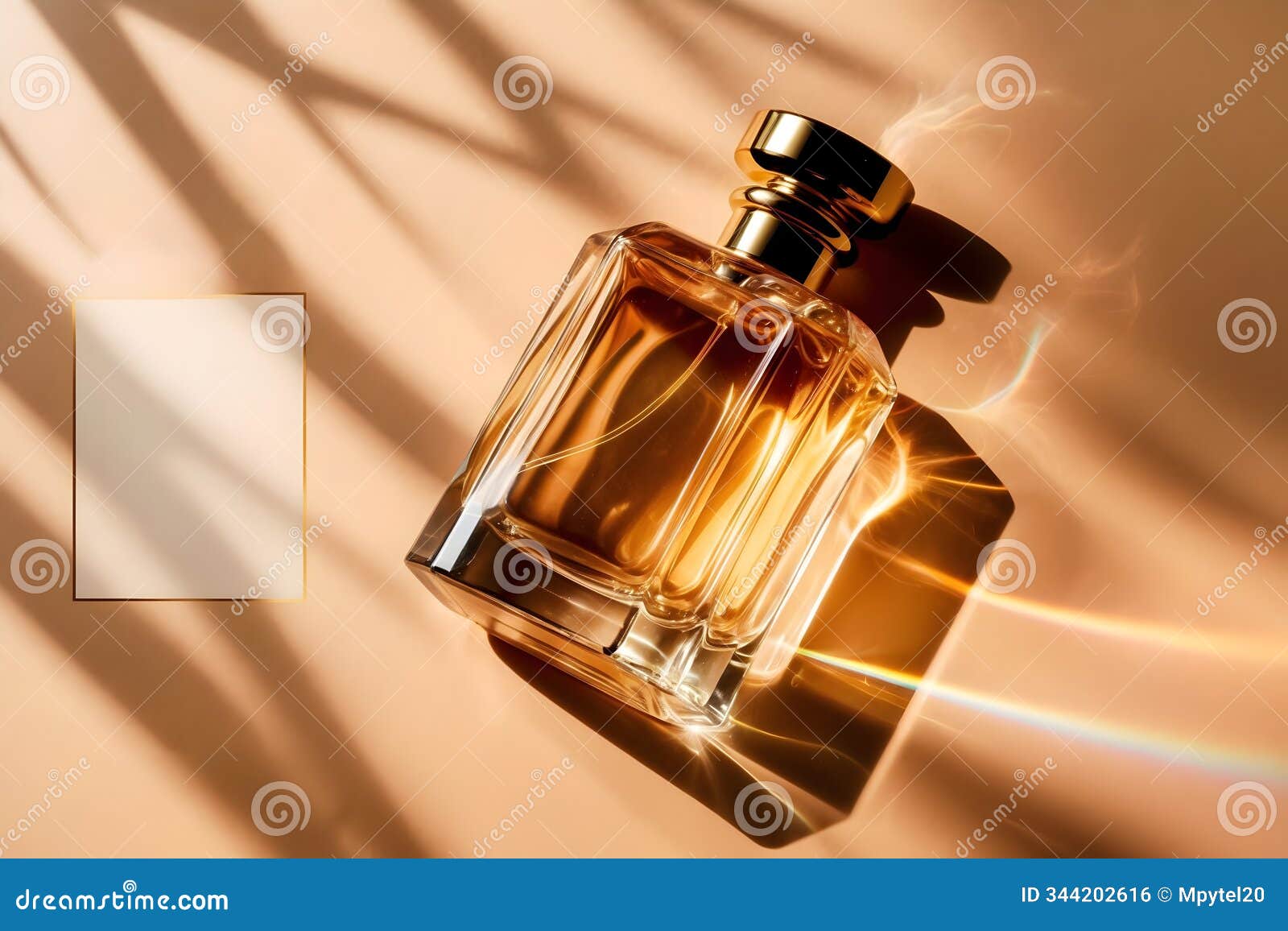elegant perfume bottle with golden cap