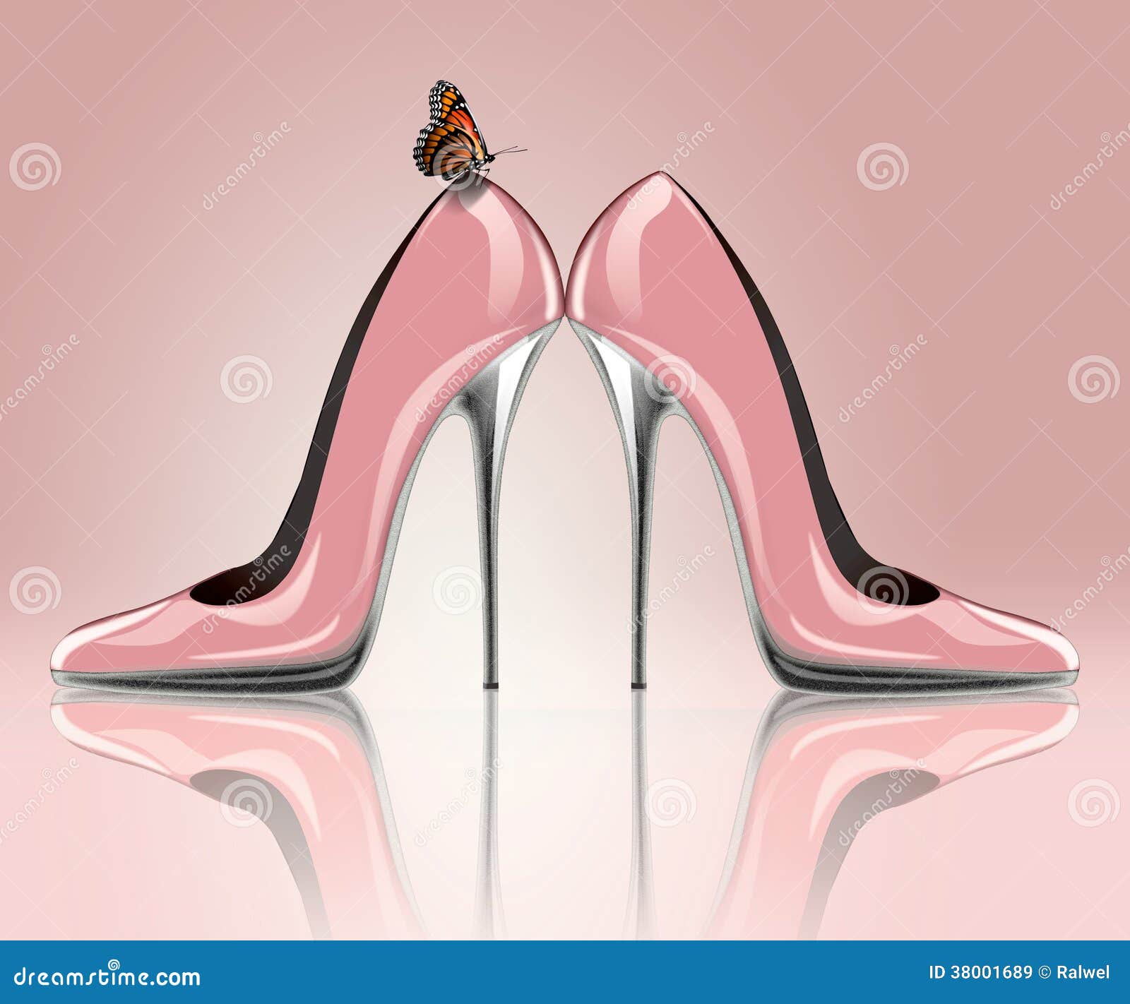 Elegant pink wedding shoes stock illustration. Illustration of evening