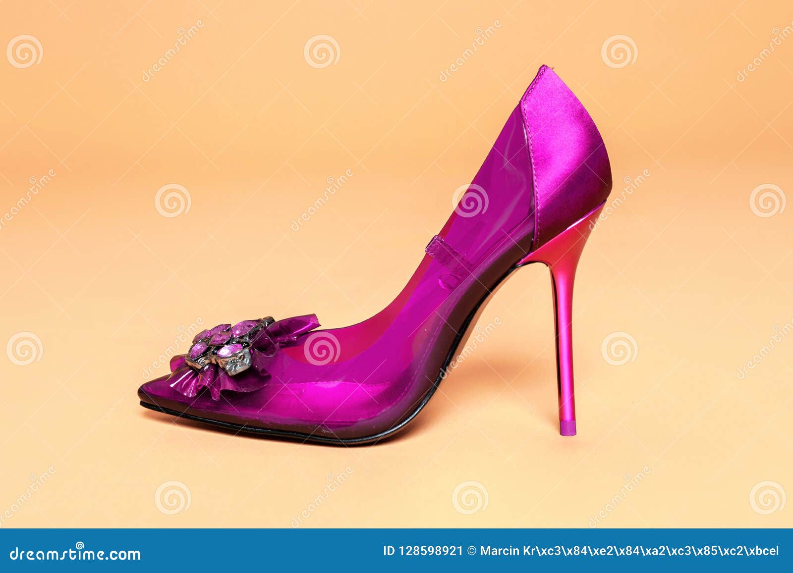 Elegant Women S Shoes With High Heel And Glamor Decorations On A