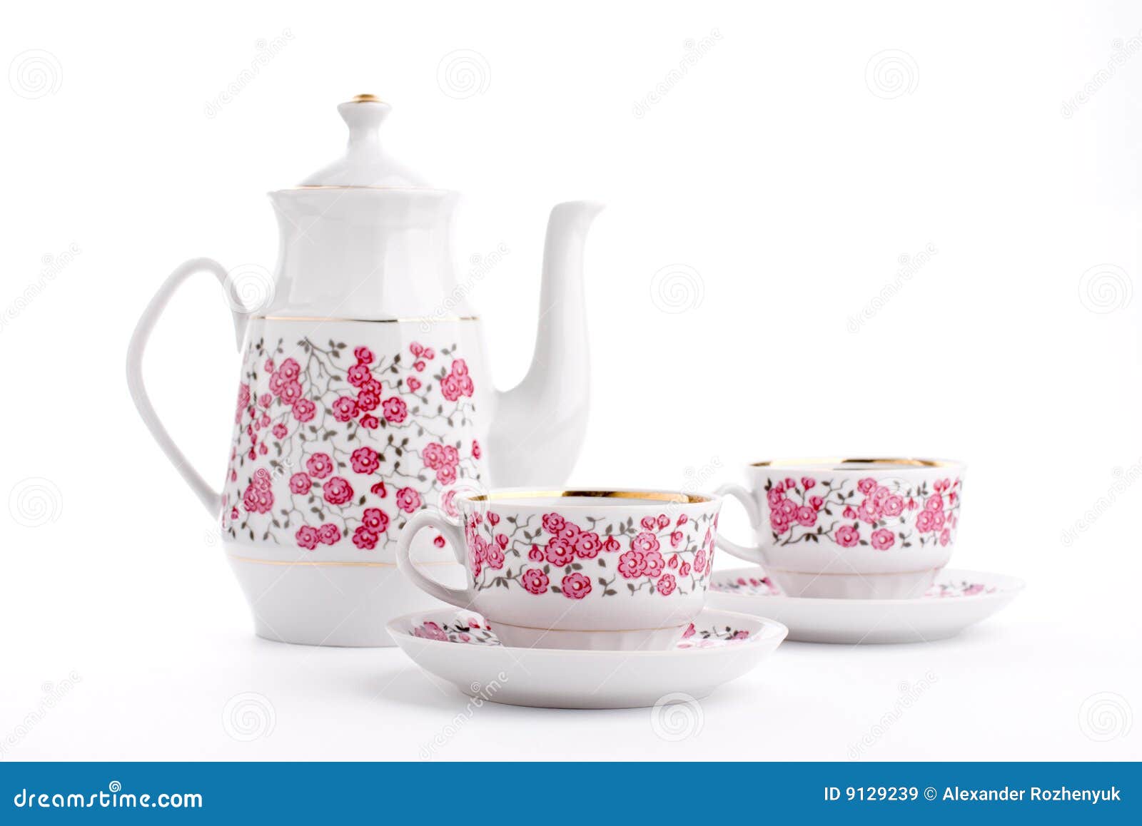 Elegant porcelain tea set stock image. Image of color 9129239