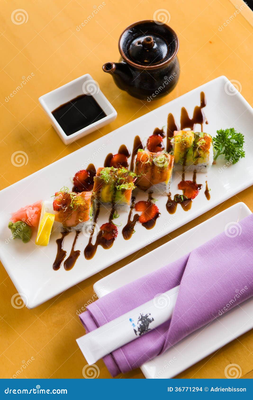 An Elegant Presentation Of Sushi Stock Images Image 36771294